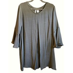 Forgotten Grace NWOT Boho Fairy Sage Green Crochet Trim Bell Sleeve XL Tunic
